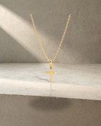 Thea - Petite Yellow Gold Plain Cross — styled