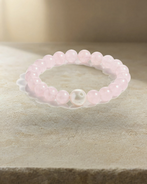 Australian South Sea & Rose Quartz Bracelet — styled