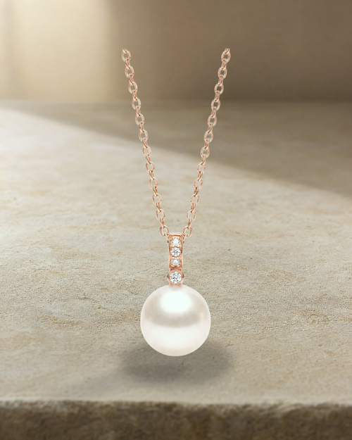 Australian South Sea Pearl - 11mm Oval Diamond Bail Pendant — styled