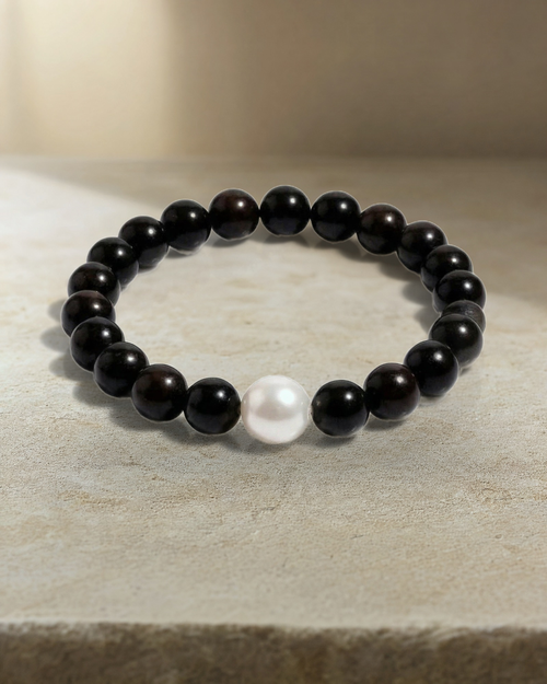 Australian South Sea Pearl & Onyx Bracelet — styled