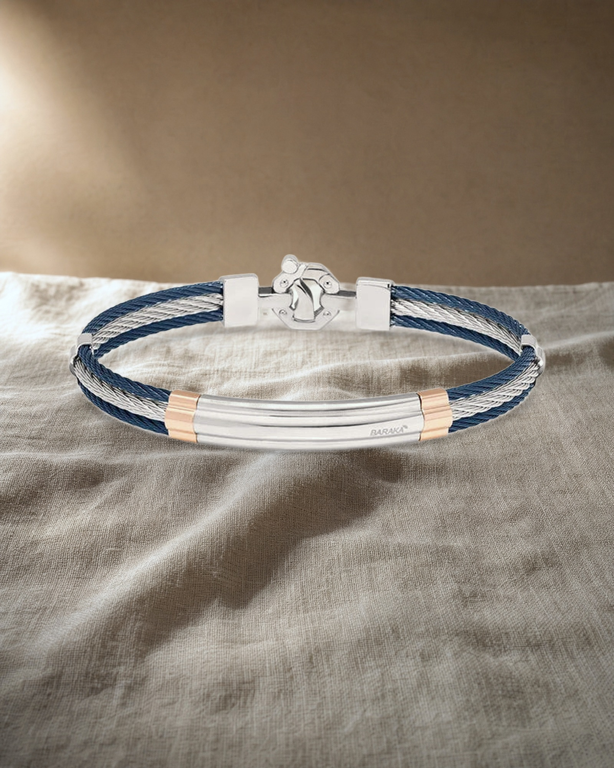 Baraka 316L 3 Rope Blue PVD Bracelet — styled
