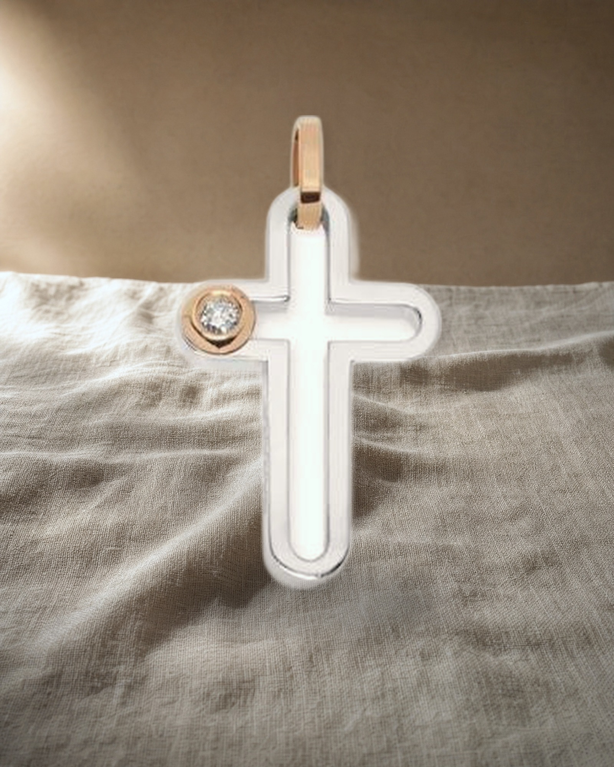 Baraka Nexus Single Diamond Open  Cross — styled
