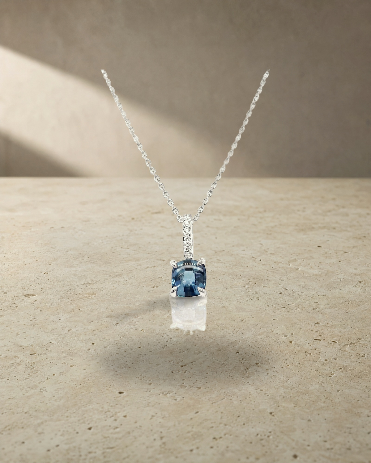 Blue Sapphire White Gold Necklace — styled