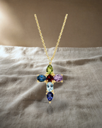 Rainbow - Multi Gemstone Cross Pendant — styled