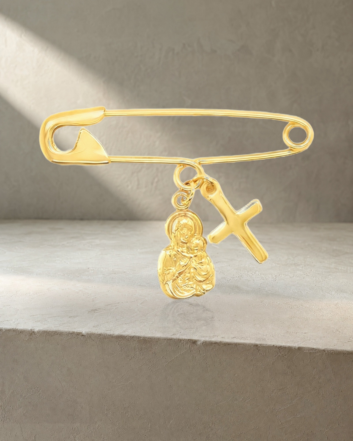 Mini Pin Yellow Gold Evil Eye Jesus — styled