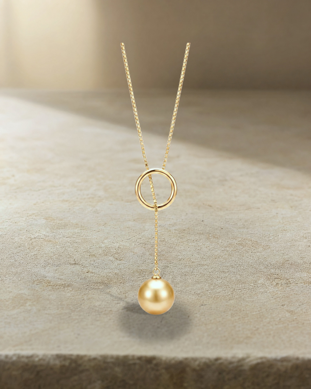 Gold South Sea Pearl - 11mm Round Adjustable Bail Pendant — styled