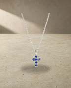 Thea - Mini Sapphires White Gold Cross — styled