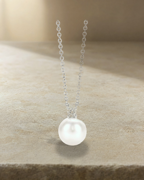 Australian South Sea Pearl - Petite Single Diamond Pendant — styled