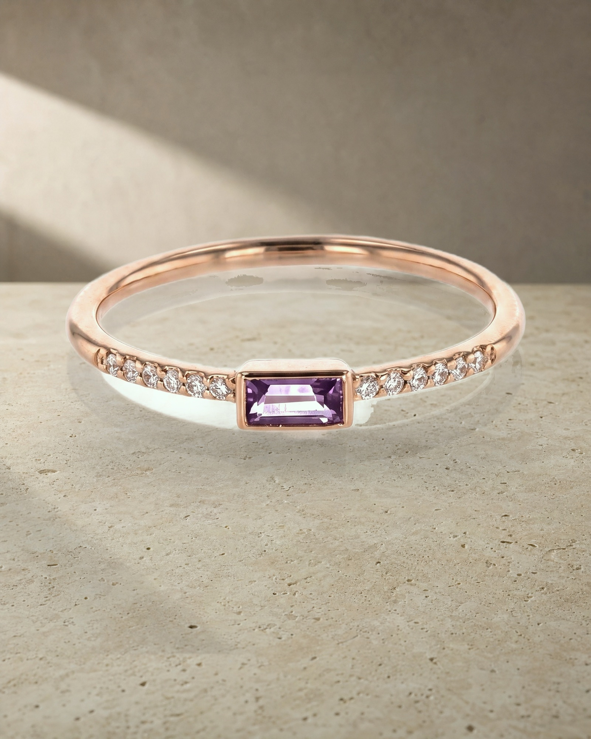 Rainbow Gemstone Lavender Amethyst Petite Ring — styled