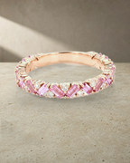 Rainbow - Petite Baguette Pink Sapphire Band — styled