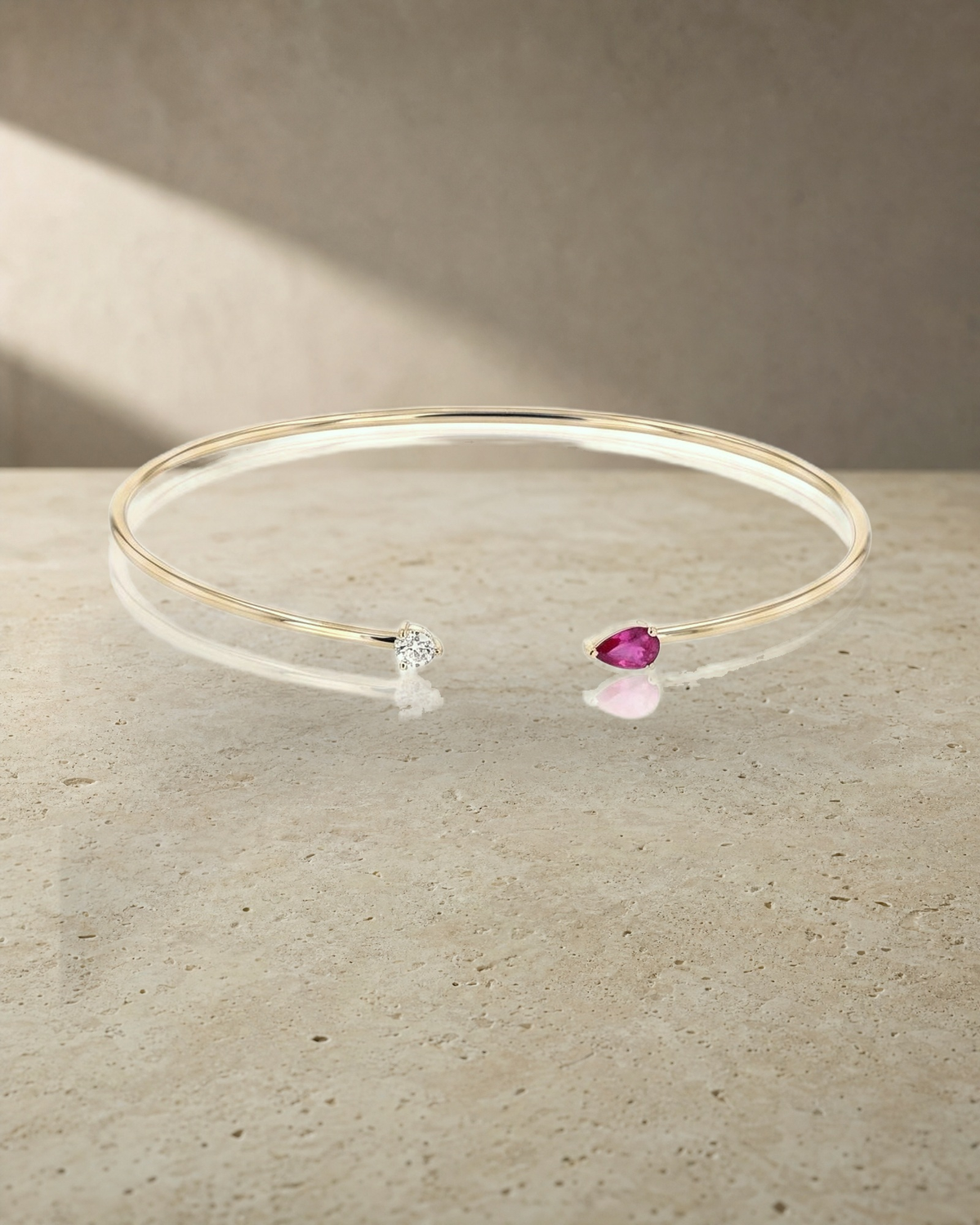 Rainbow Pink Sapphire & Diamond Open Bangle — styled