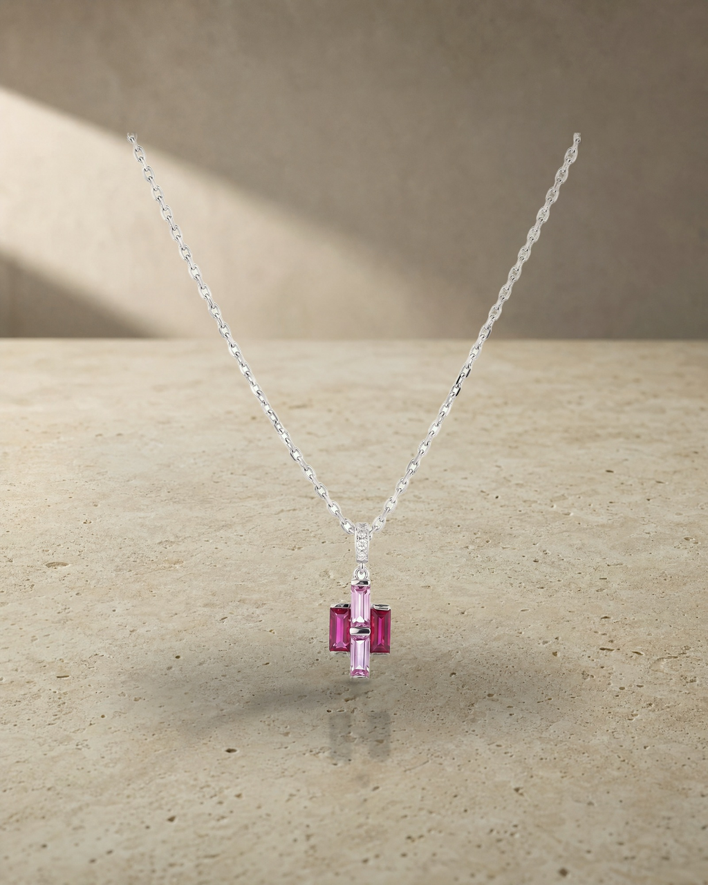 Rainbow - Ruby & Pink Sapphire Pendant — styled