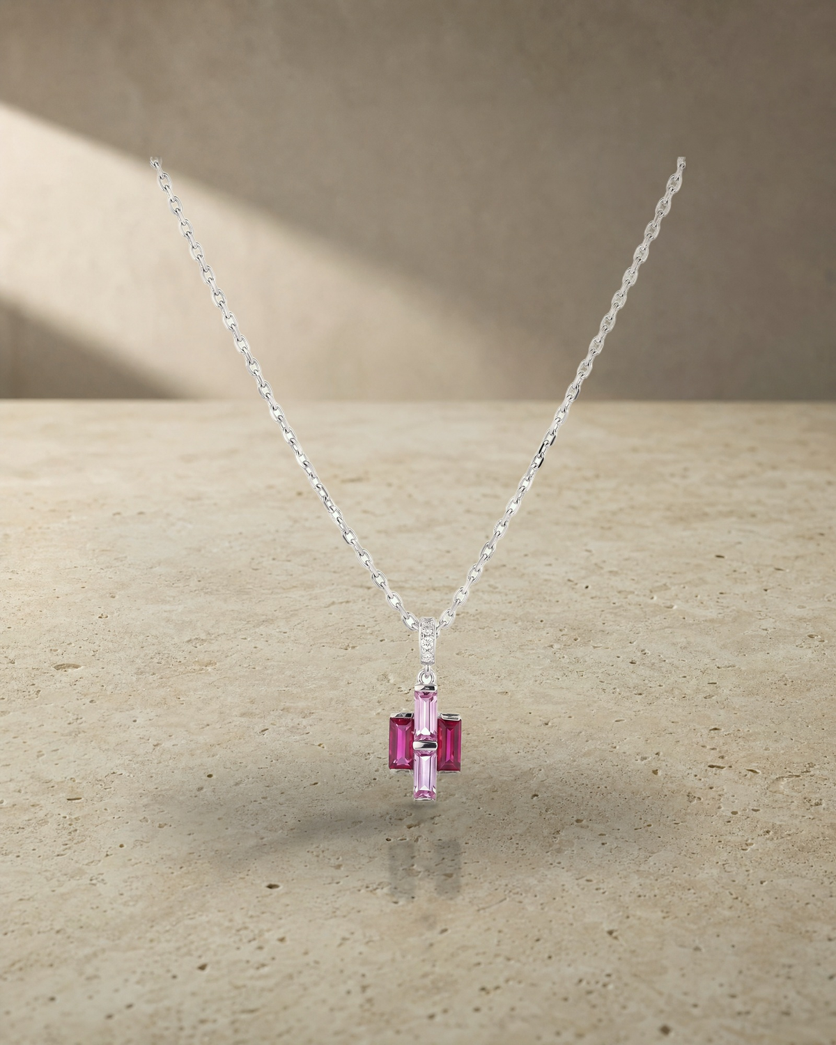 Rainbow - Ruby & Pink Sapphire Pendant — styled
