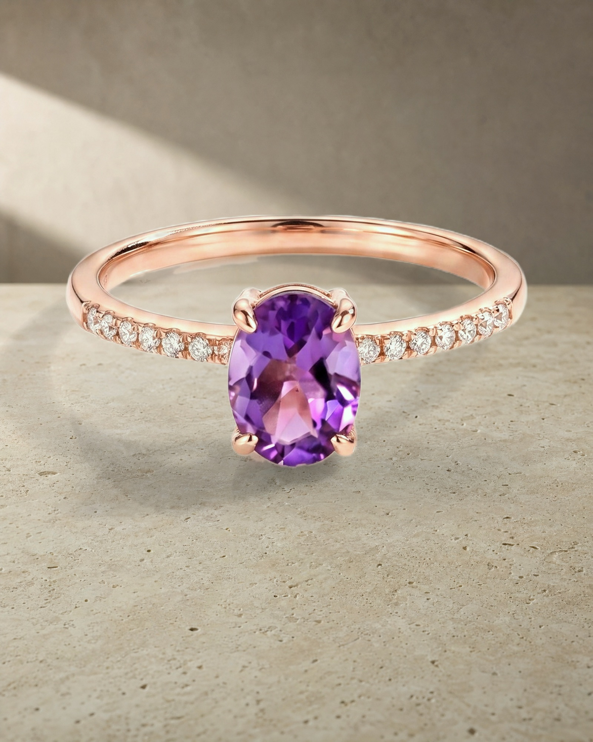 Rainbow Amethyst & Diamond Fine Ring — styled