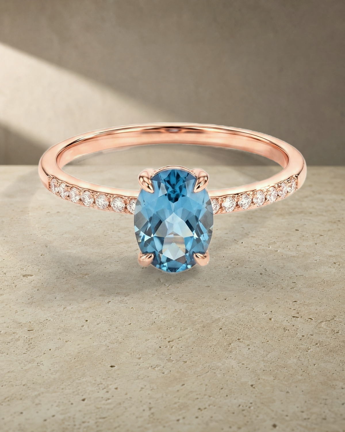 Rainbow  Blue Topaz & Diamond Fine Ring — styled