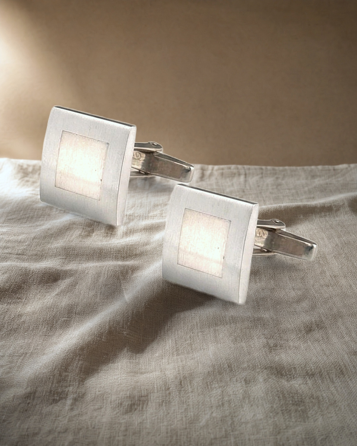 Silver Square Matt Cufflinks — styled