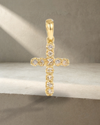 Thea - Petite Yellow Gold Diamonds Cross — styled
