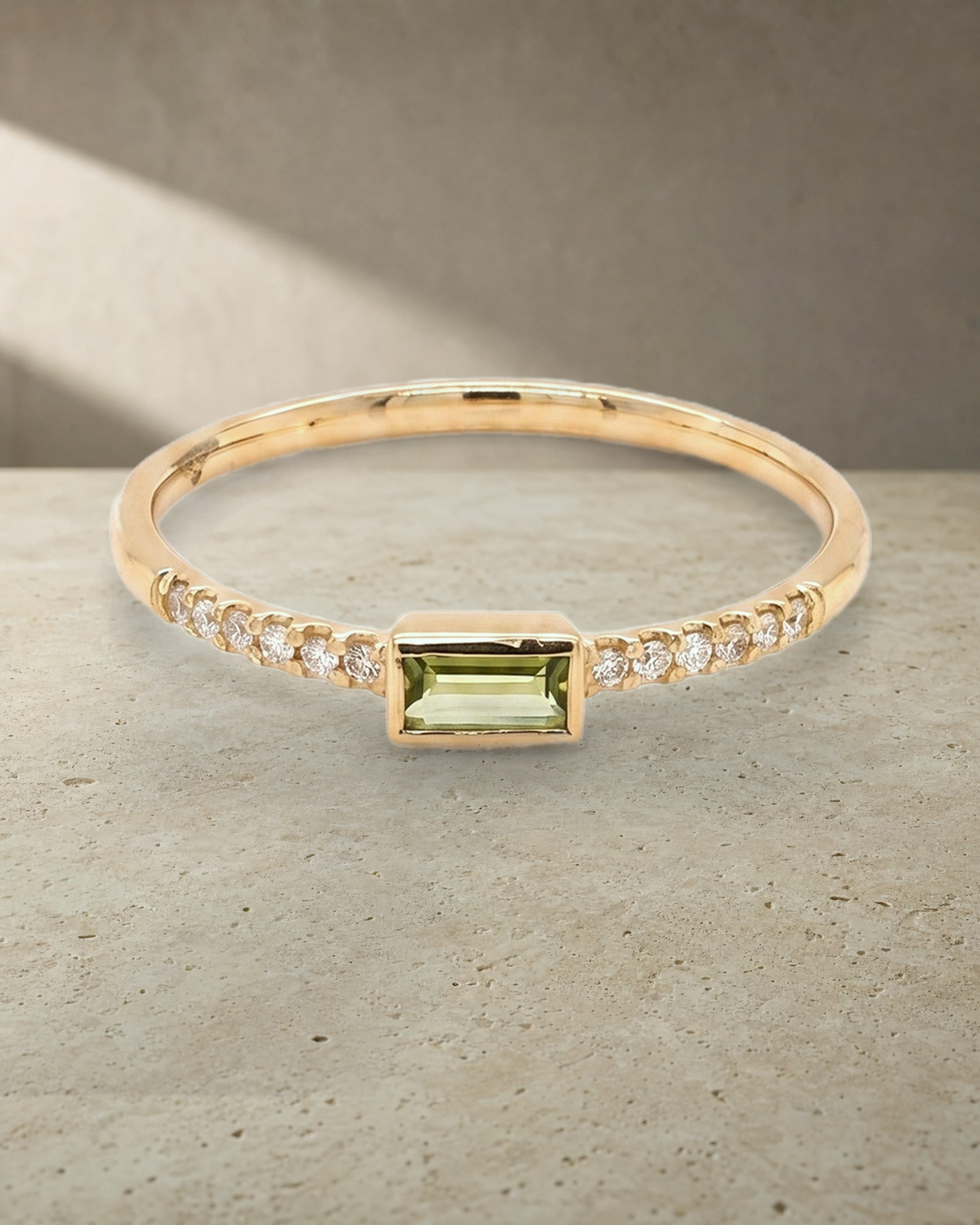Rainbow Gemstone Peridot Petite Ring — styled