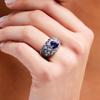 Caviar Tanzanite and Sapphire Ring, view 2 — Levendi Jewellers