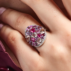 Mosaïque Éternelle Sapphires and Rubies Ring, view 2 — Levendi Jewellers