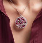 Mosaïque Éternelle Sapphires and Rubies Pendant, view 3 — Levendi Jewellers