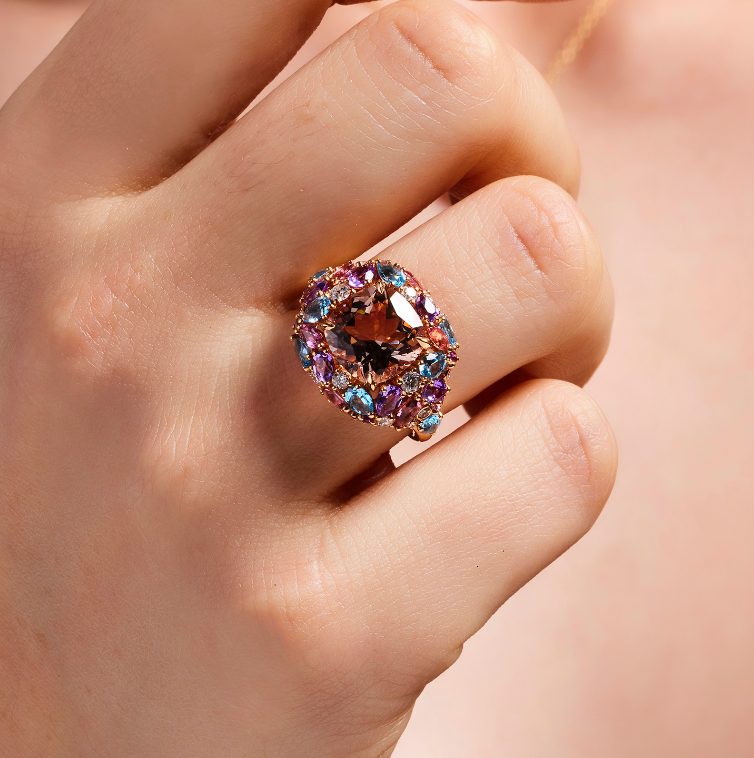 Neptune's Garden - Morganite Ring 3.34 ct, view 2 — Levendi Jewellers