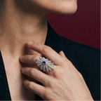 Arachnea Aurea - Web of love Sapphire & Diamond Ring, view 2 — Levendi Jewellers