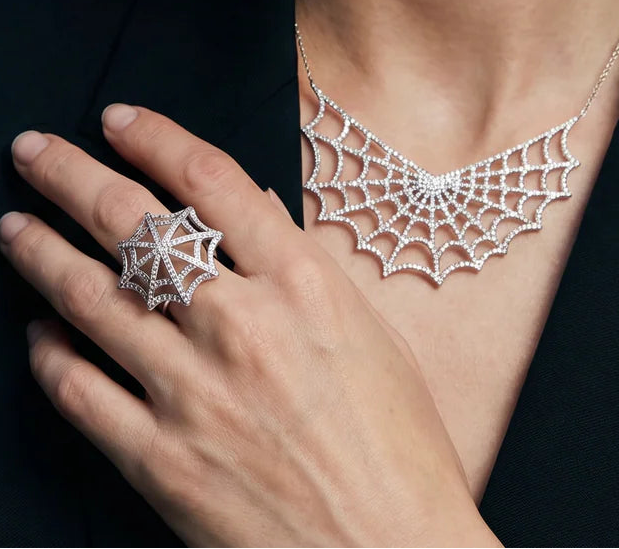 Arachnea Aurea - Web of Love Diamond Ring, view 2 — Levendi Jewellers