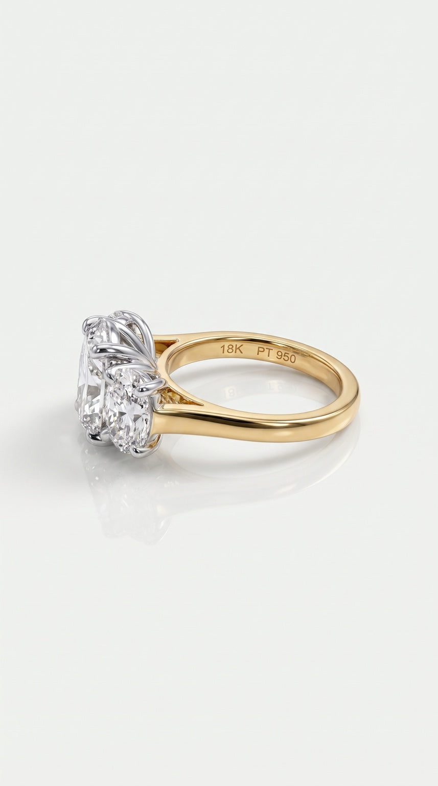 Levendi Classic Trilogy - Oval Diamond Engagement Ring