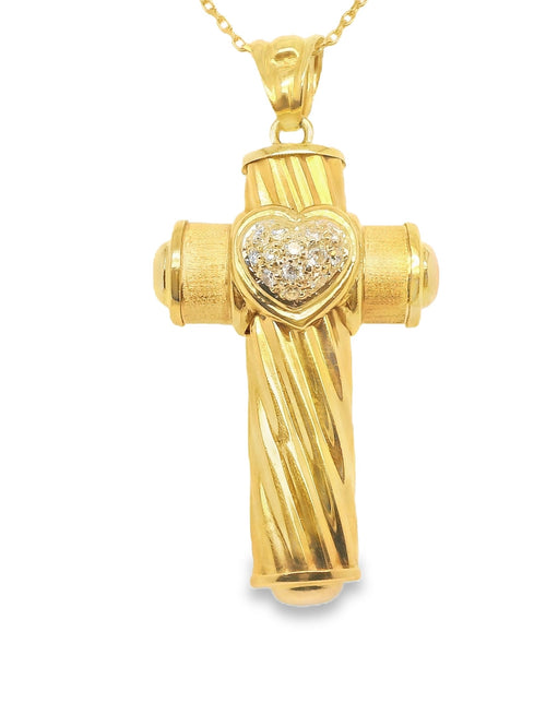 Agape - Yellow Gold Diamond Heart Cross