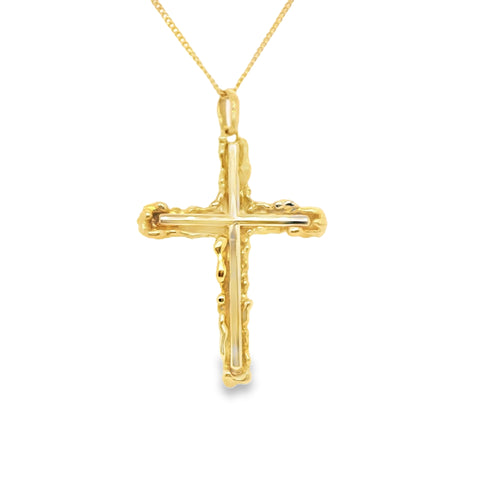 Xenia - Yellow White Gold Textured Cross