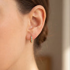 Levendi Essentials - Mini Emerald & Diamonds Huggies, view 2 — Levendi Jewellers