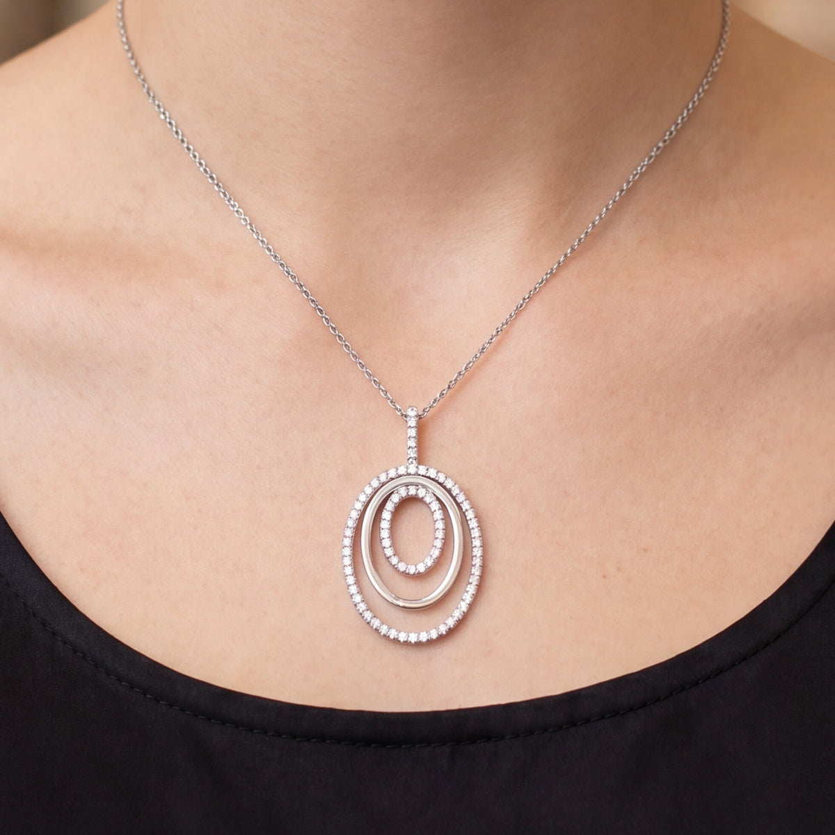 Levendi Signature 3 Circles Oval Pendant, view 2 — Levendi Jewellers