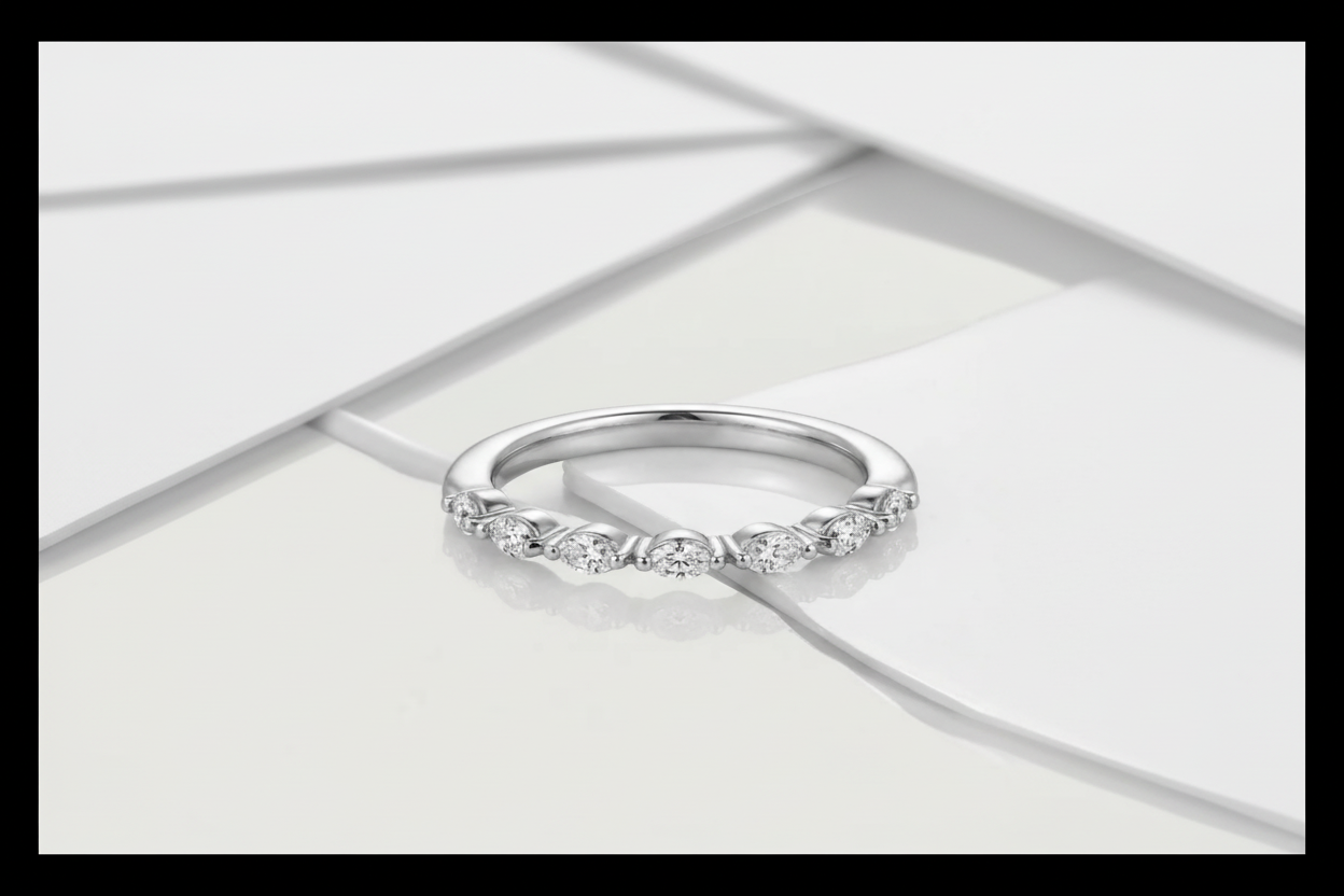 Wedding Band - White Gold Marquise Diamond.