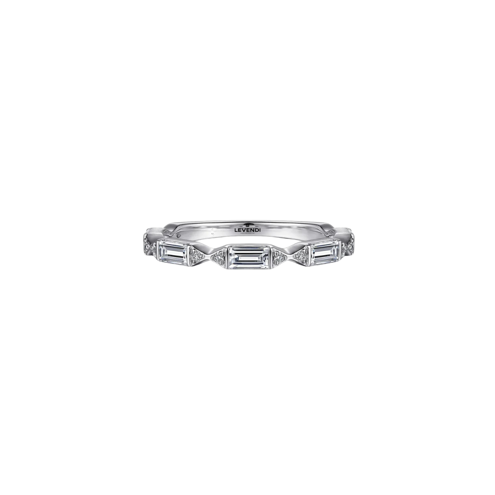 Wedding Band - Rows Baguette & Round Brilliant Cut Diamonds.