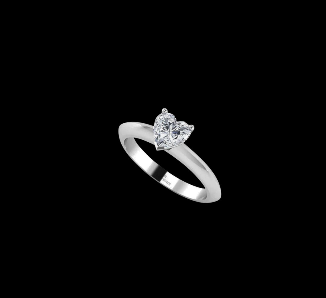Classic Heart Solitaire Plain Band Engagement Ring