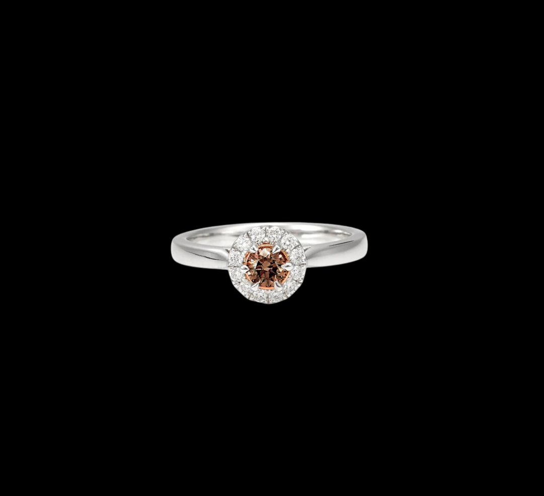 Champagne Halo Set Diamond Ring