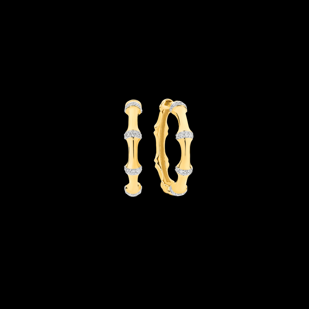 Bamboo Diamond Hoop Earrings