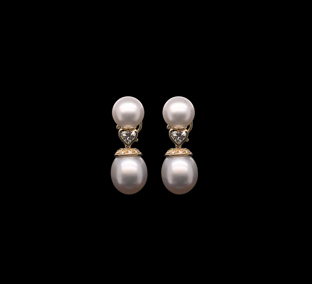 South Sea Pearl and Diamond Detachable Drop Earrings — Levendi Jewellers