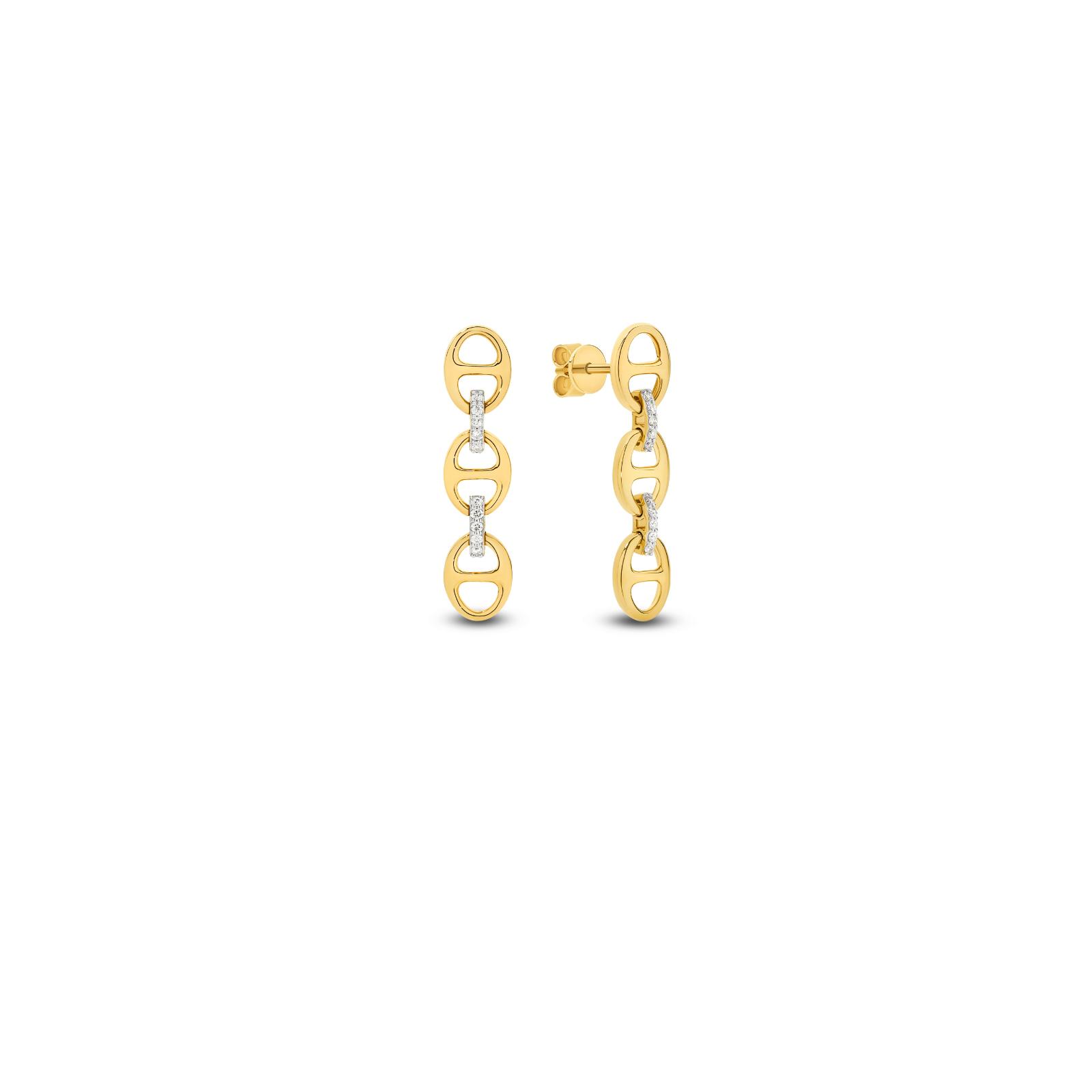Anchor Gold Links Diamond Earrings