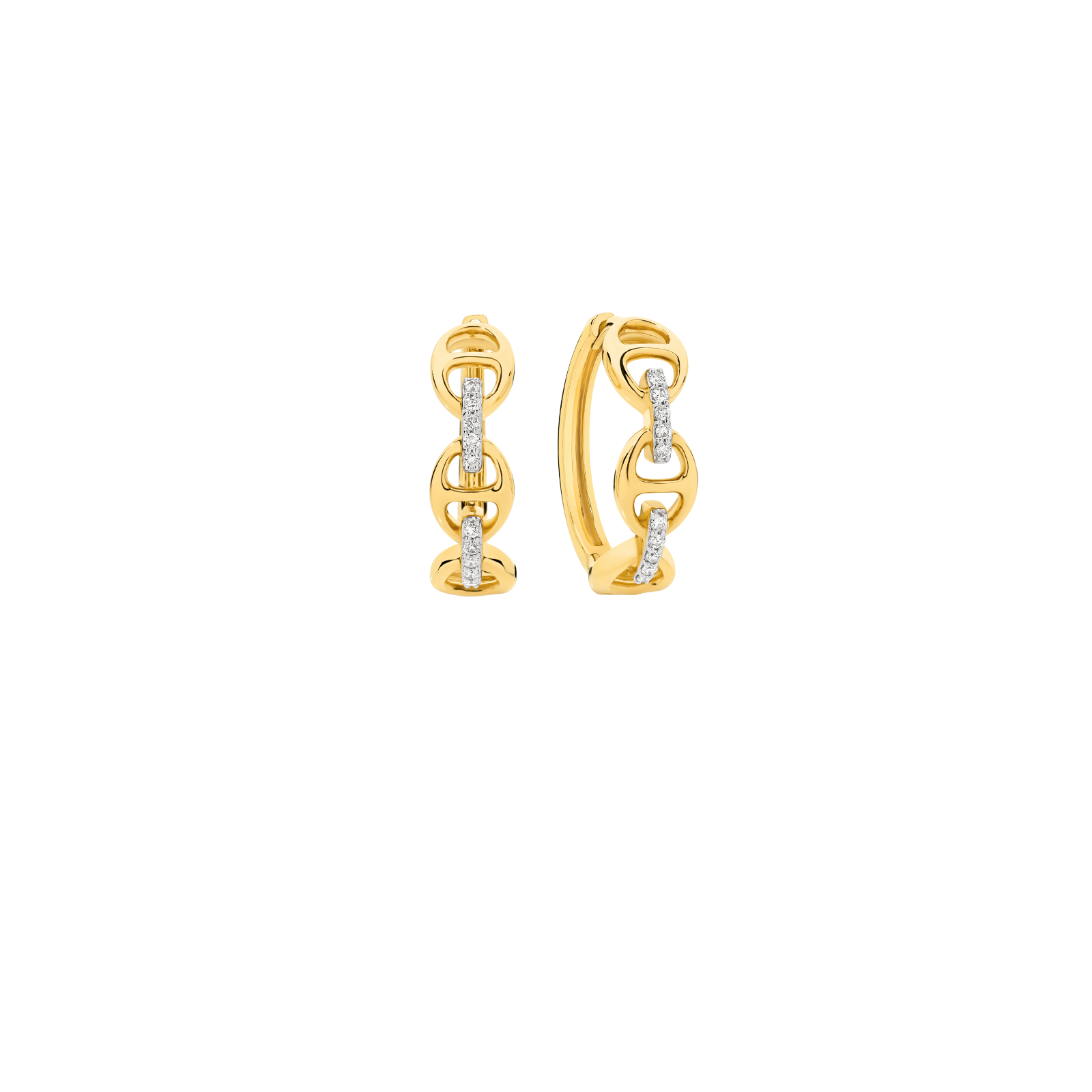 Anchor Gold Links Diamond Hoop Earrings
