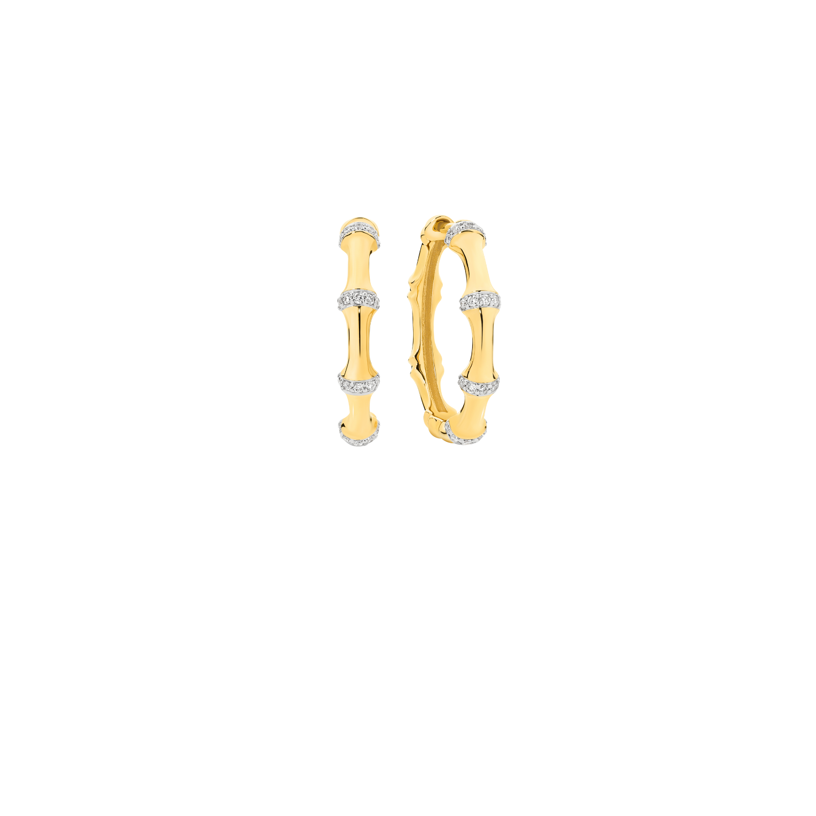 Bamboo Diamond Hoop Earrings