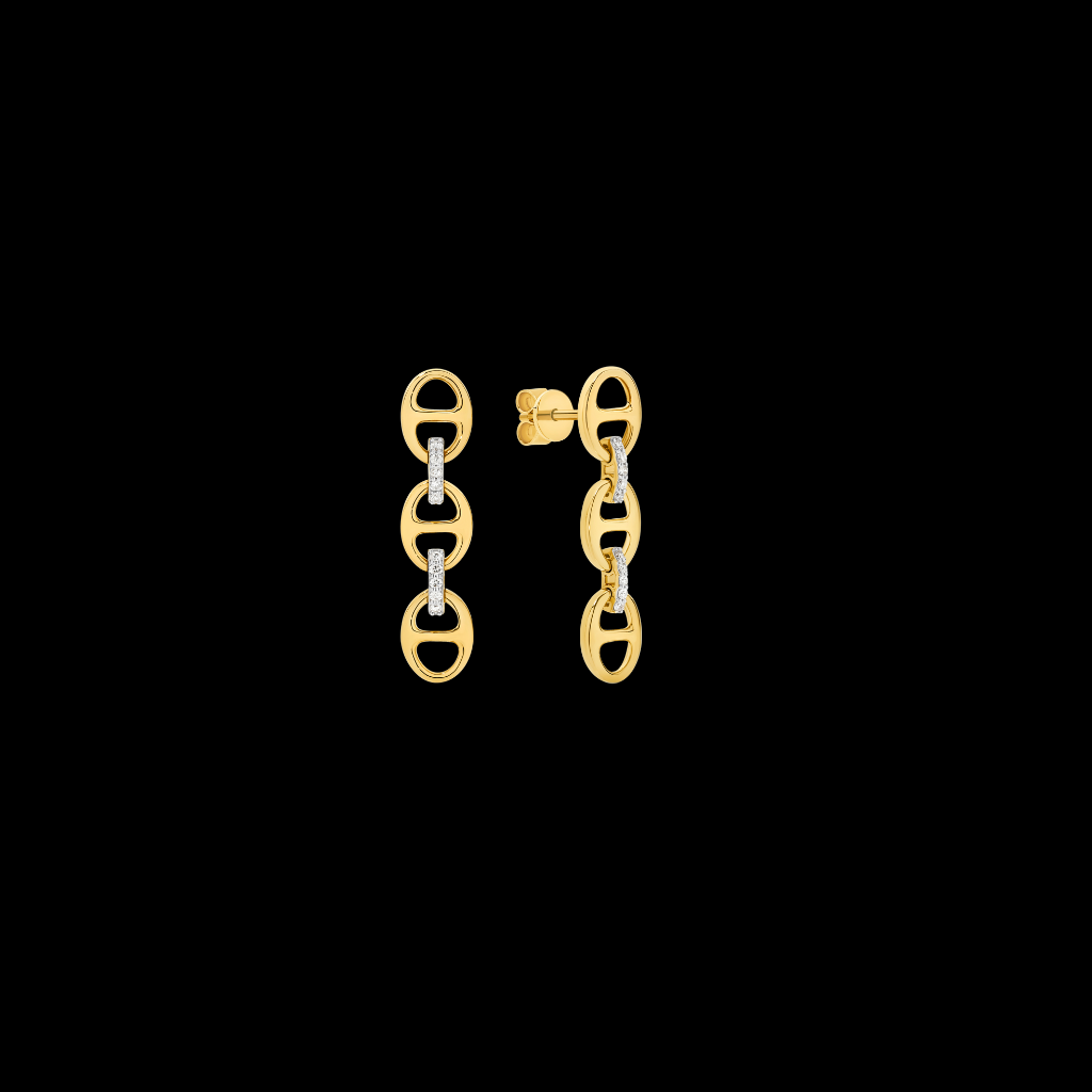 Anchor Gold Links Diamond Earrings