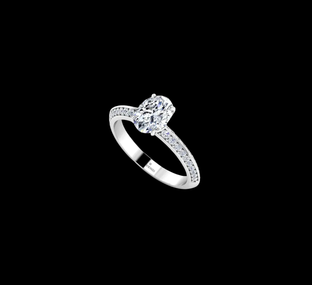 Oval Double Row Engagement Ring