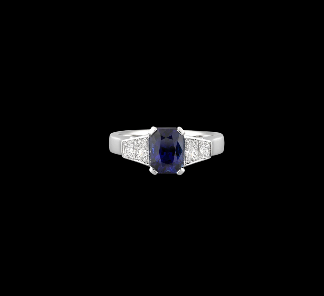 Emerald Cut Sapphire & Diamond Ring