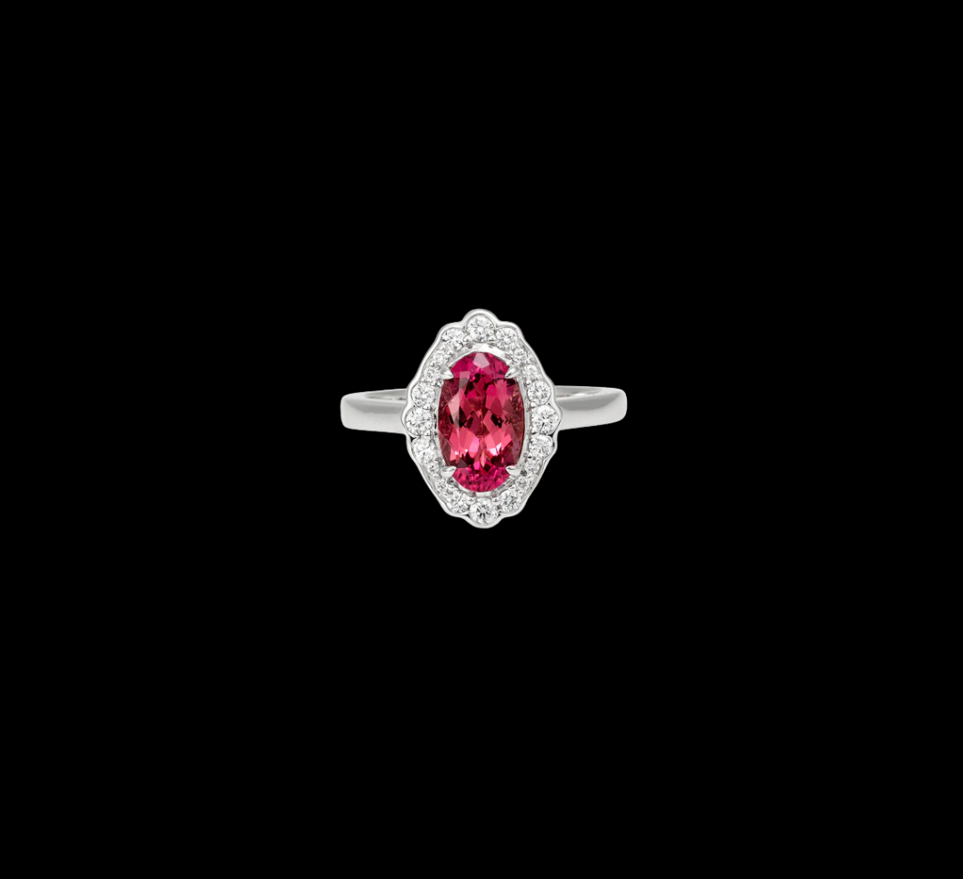 Oval Pink Tourmaline & Diamond Ring