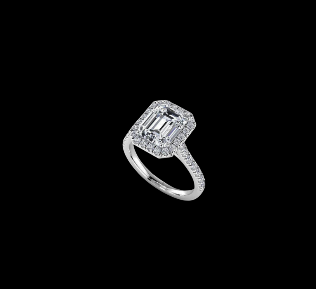 Classic Emerald Cut Halo Engagement Ring