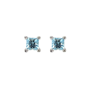 Princess Cut Aquamarine Diamond Earrings