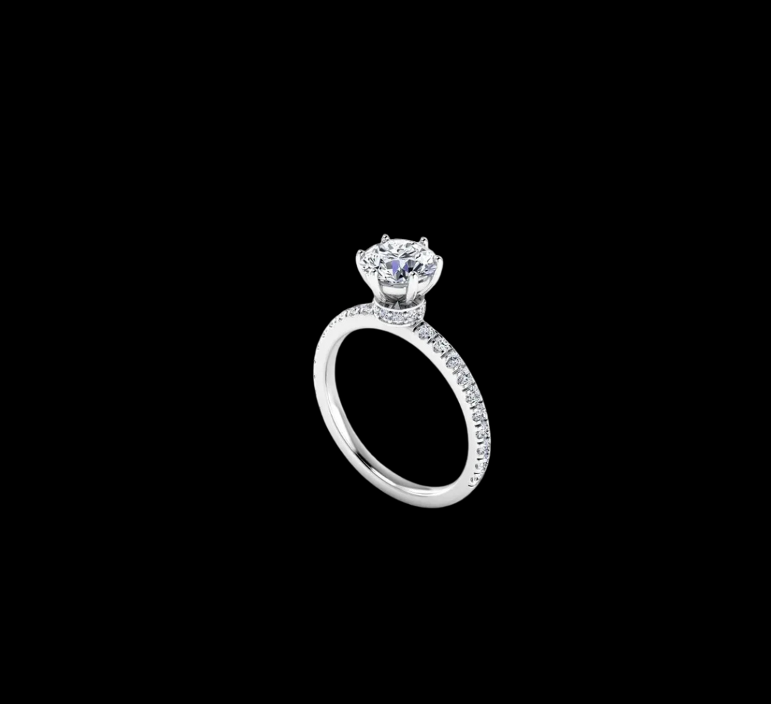 Six Claw Halo Engagement Ring