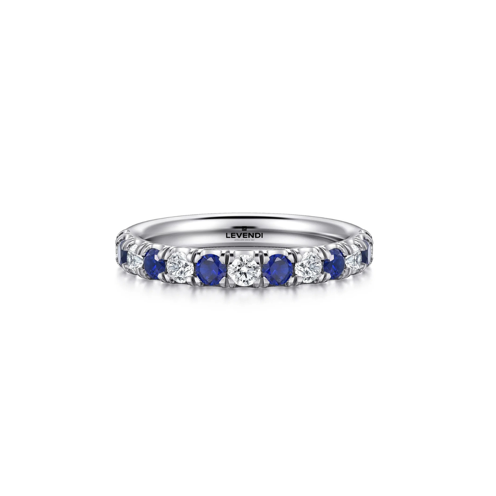 Wedding Band - White Gold Sapphire and Diamond.